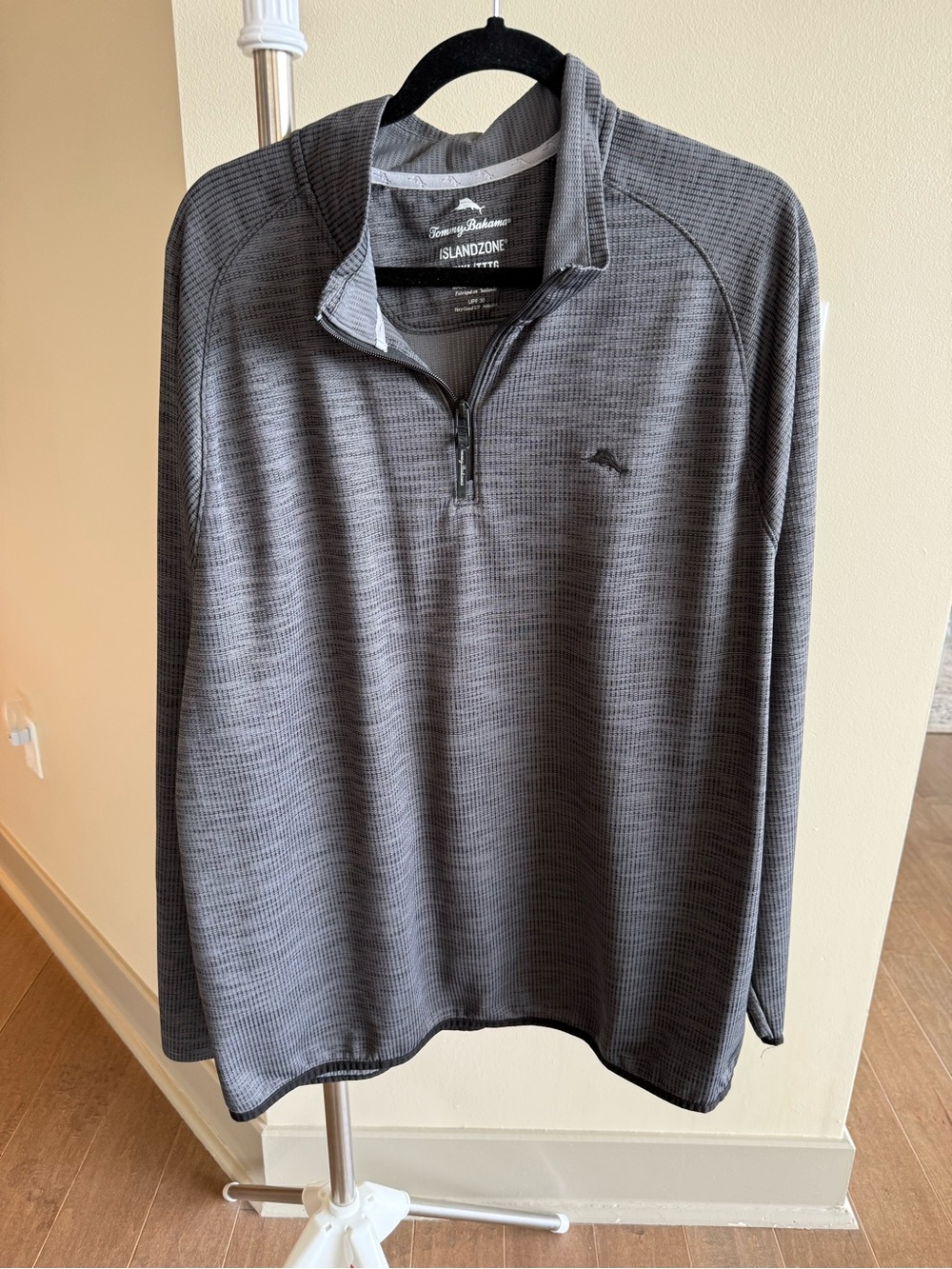 Tommy Bahama Gray Textured IslandZone Quarter-Zip Pullover